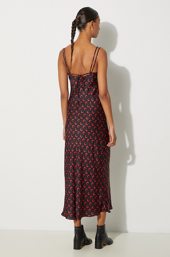 Marine Serre dress Moon Printed Flou Long Slip Dress WDR302A.CWOV0040 black AW24