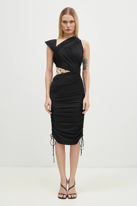 Marine Serre sukienka Draped Jersey Draped Dress okrągły czarny WDR303A.RJER0018