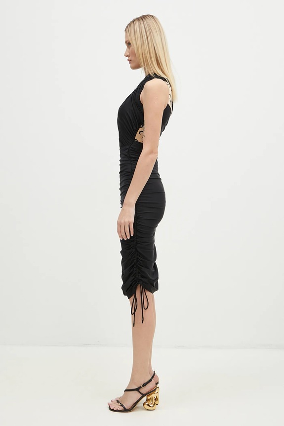 Marine Serre sukienka Draped Jersey Draped Dress WDR303A.RJER0018 czarny AW24