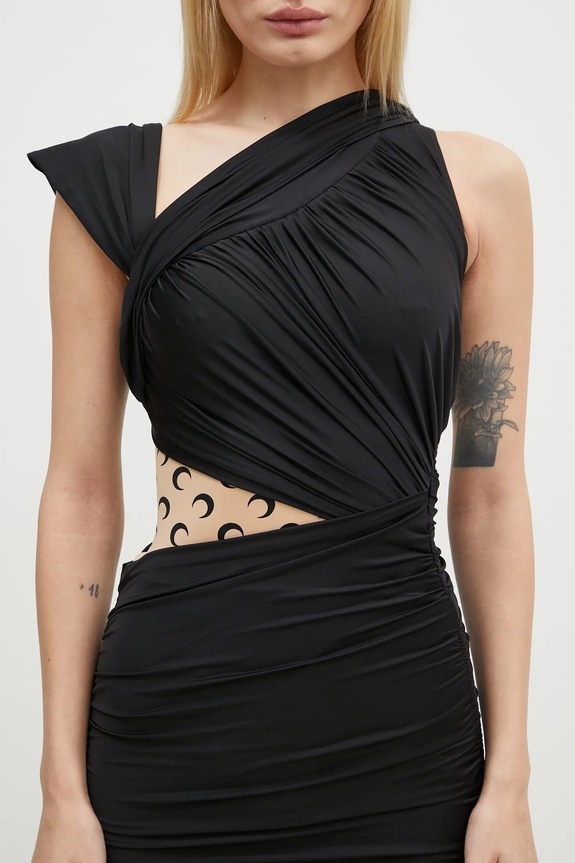 Marine Serre sukienka Draped Jersey Draped Dress czarny WDR303A.RJER0018