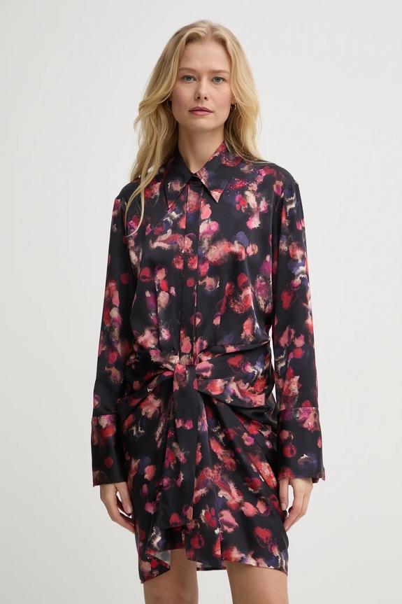 A.L.C. selyem ruha Mia gombolós fekete 6DRES00097