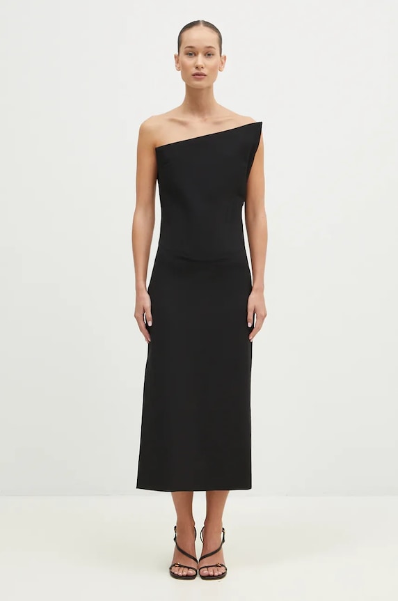 Sportmax sukienka z domieszką wełny Angolo1234 dopasowany czarny 2422226123600