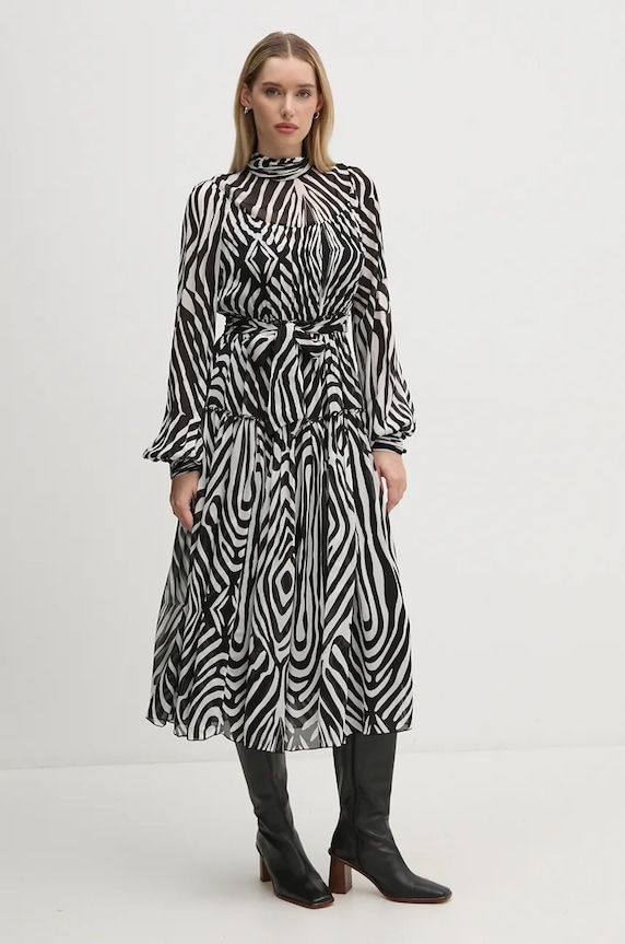 Šaty DIANE VON FURSTENBERG zvieracia potlač čierna DVFDL3S002