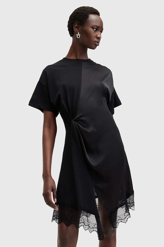 Рокля AllSaints LANA LACE DRESS трикотаж черен W115DB