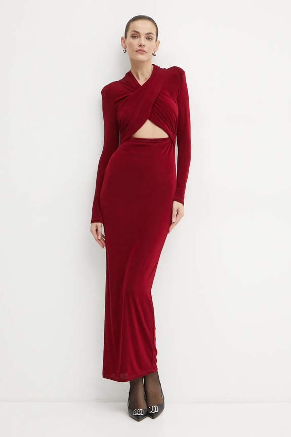 Obleka Bardot RENO Z elastanom bordo 58742DB