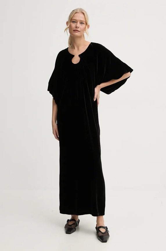 By Malene Birger sukienka z domieszką jedwabiu ROSAE Q72634002 czarny AW24