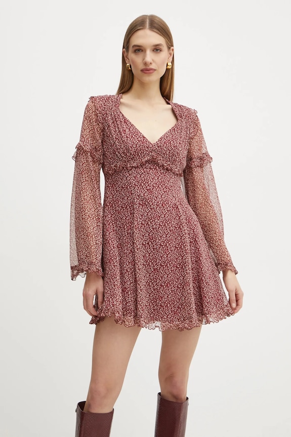 Μεταξωτό φόρεμα Weekend Max Mara casual μπορντό 2425226013600