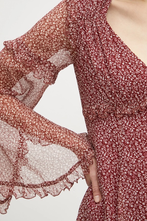 Μεταξωτό φόρεμα Weekend Max Mara 2425226013600 μπορντό