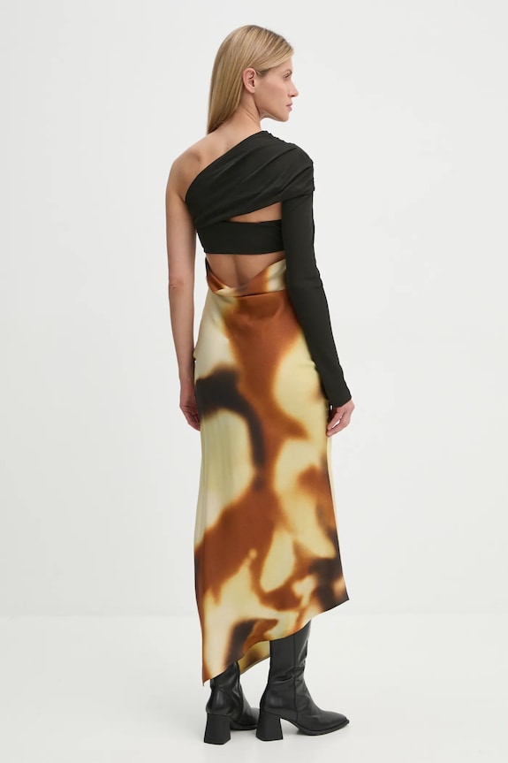 Hedvábné šaty Nanushka EIRAH NW24FWDR41050 oranžová AW24