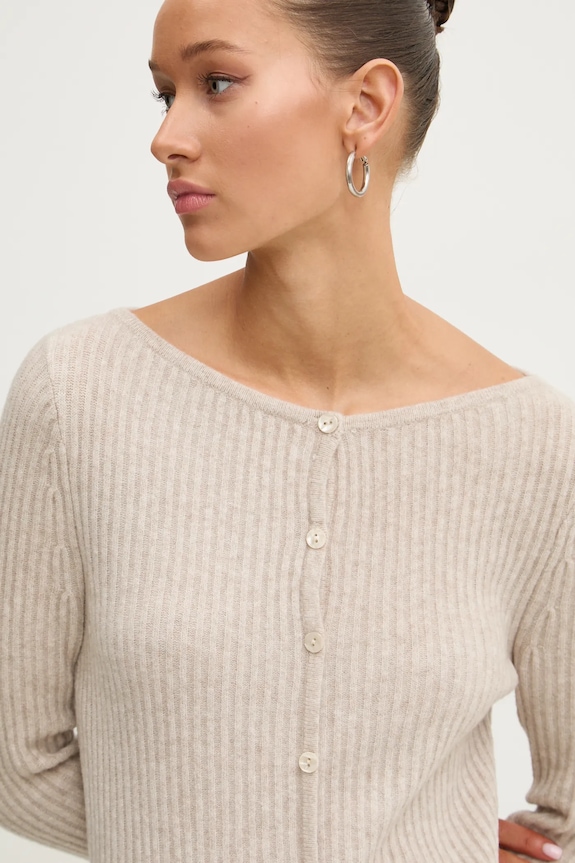 Vlněné šaty Abercrombie & Fitch béžová KI159.5063.180