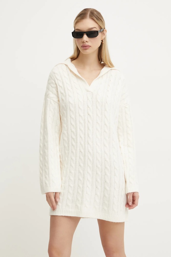 Šaty z vlněné směsi Abercrombie & Fitch mini béžová KI159.5097.101