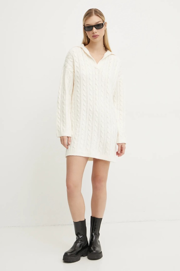 Šaty z vlněné směsi Abercrombie & Fitch KI159.5097.101 béžová AW24