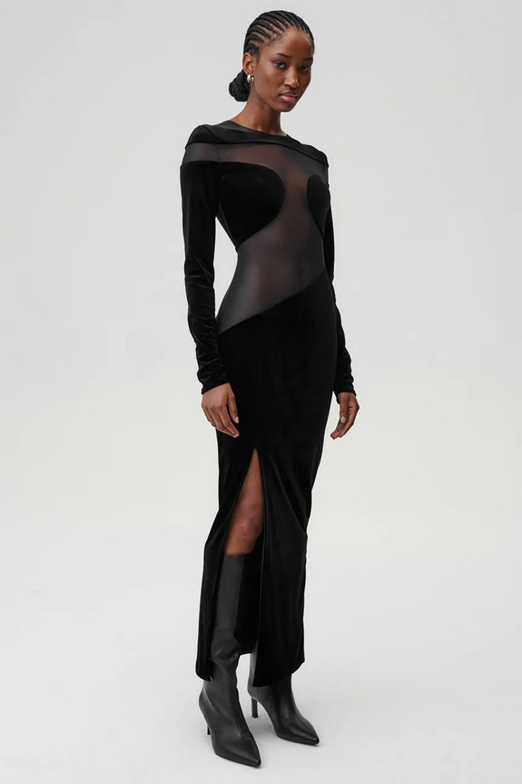 Šaty Undress Code Velvet Sky Dress maxi černá 732UC