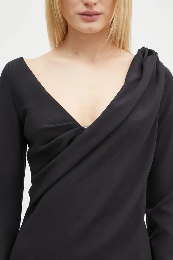 Šaty JW Anderson Shoulder Drape V-Neck Dress čierna DR0446.PG1573.999