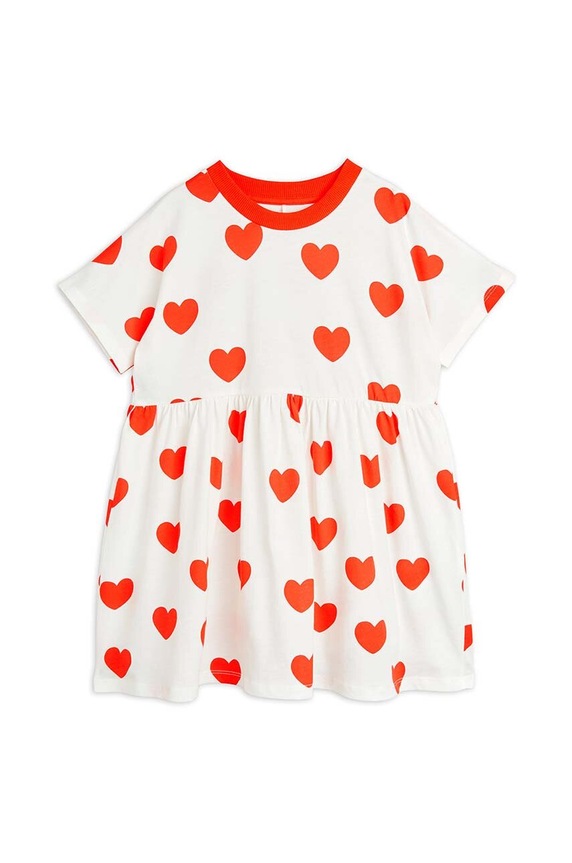 Mini Rodini sukienka bawełniana dziecięca Hearts 2465010842 biały AW24
