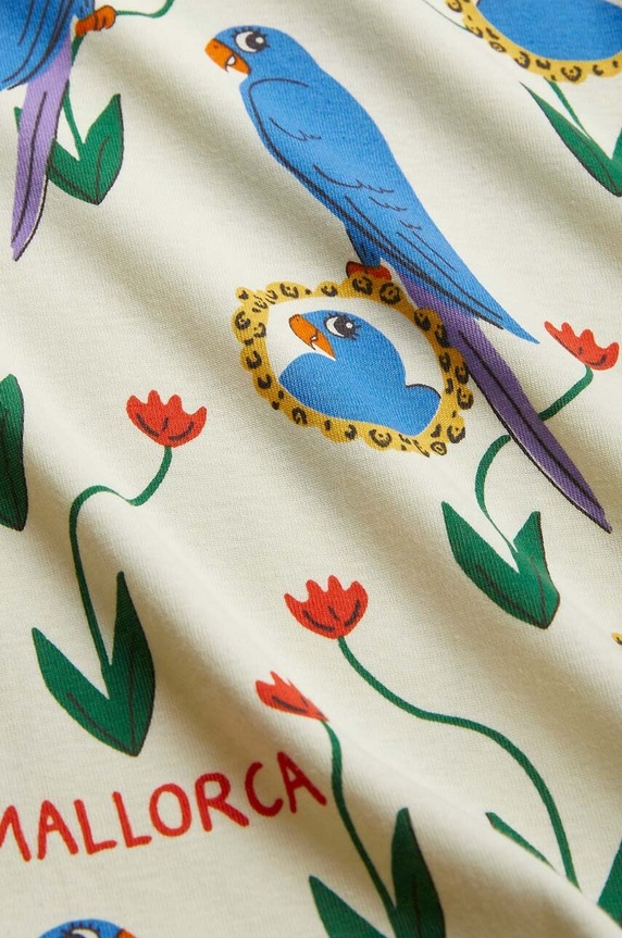 Mini Rodini sukienka bawełniana dziecięca Parrots beżowy 2465011900