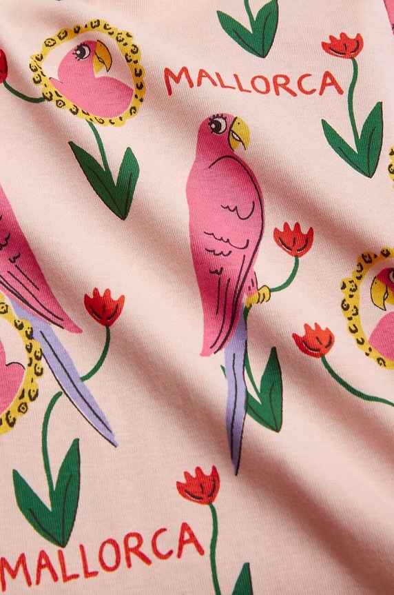 Mini Rodini sukienka bawełniana dziecięca Parrots różowy 2465012028