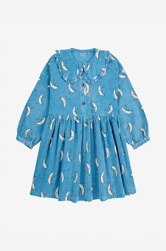 Хлопковое детское платье Bobo Choses Beneath The Moon 224AC111 голубой AW24