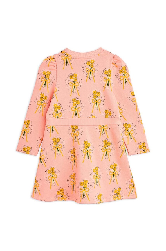 DÍVKA Dětské bavlněné šaty Mini Rodini Winter flowers 2475012028 růžová