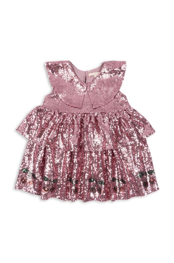 Dječja haljina Konges Sløjd STARLA SEQUIN DRESS pletivo roza KS101689