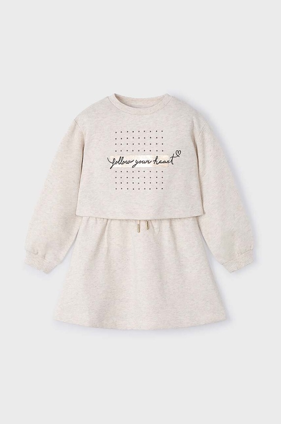 Mayoral sukienka i bluza dziecięca długi beżowy 4927.6H.Mini.9BYH