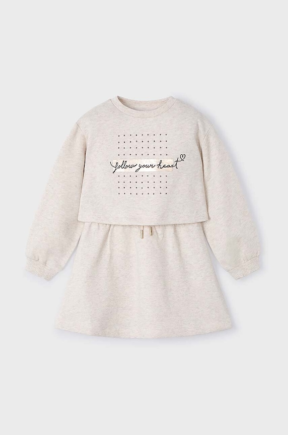 Mayoral sukienka i bluza dziecięca długi beżowy 4927.6H.Mini.9BYH