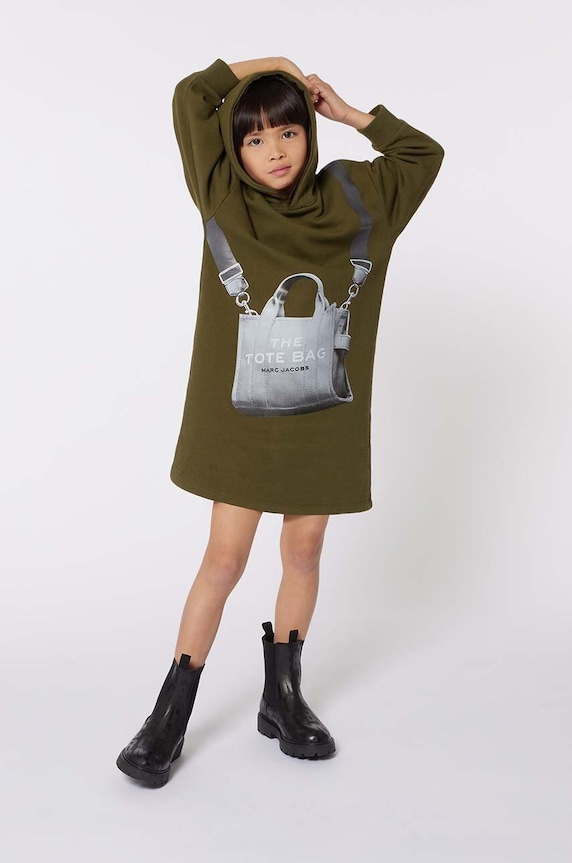 Παιδικό βαμβακερό φόρεμα Marc Jacobs βαμβάκι πράσινο W60363.86.108