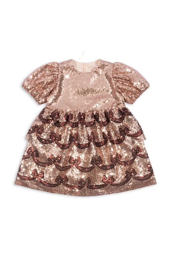 Dječja haljina Konges Sløjd STARLA BOW WOW DRESS KS102116 zlatna AW24
