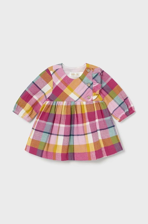 Βρεφικό βαμβακερό φόρεμα Mayoral Newborn εμπριμέ ροζ 2813.2T.Newborn.9BYH