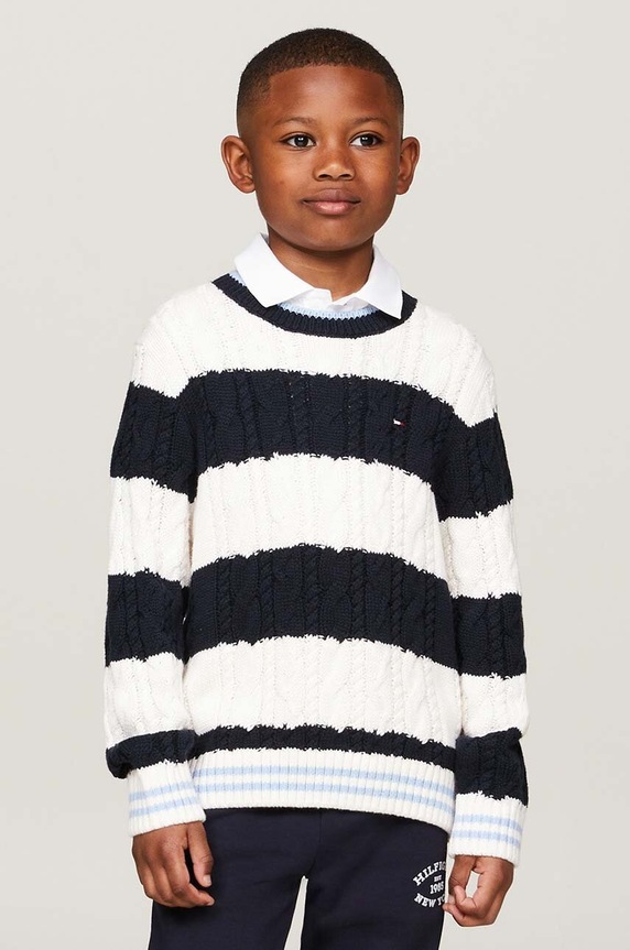 Detský sveter Tommy Hilfiger stredne hrubá tmavomodrá KB0KB09075.9BYH.116.122