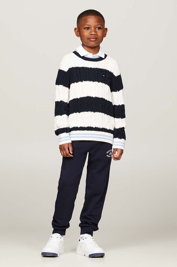 Detský sveter Tommy Hilfiger tmavomodrá KB0KB09075.9BYH.116.122