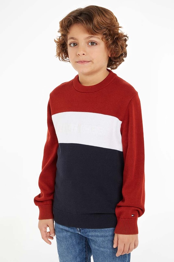 Tommy Hilfiger sweter bawełniany dziecięcy pozostałe czerwony KB0KB09150.9BYH.128.176