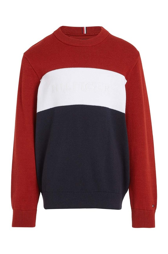 Tommy Hilfiger sweter bawełniany dziecięcy KB0KB09150.9BYH.128.176 czerwony AW24