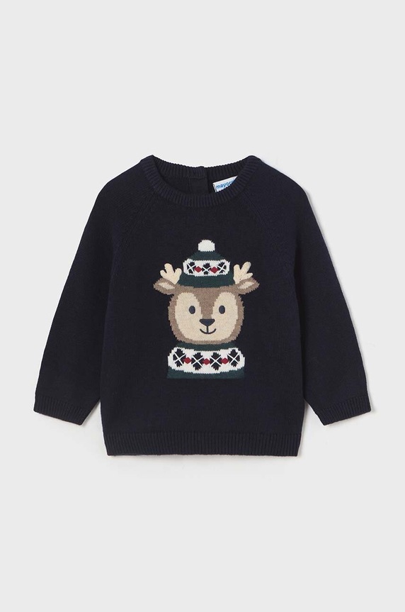 Mayoral sweter z domieszką wełny niemowlęcy z domieszką wełny granatowy 2310.3A.Baby.9BYH