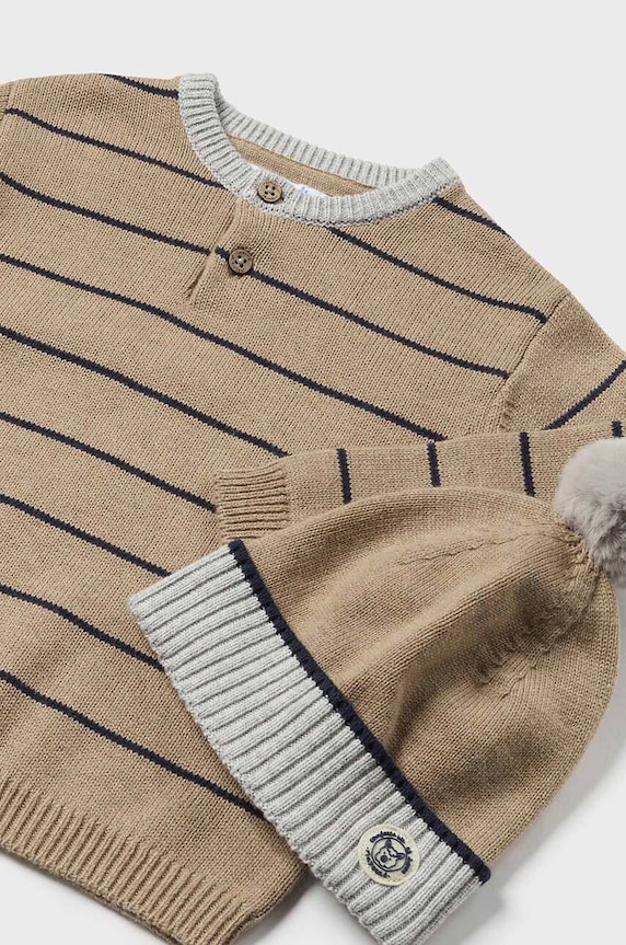 Дитячий комплект - светр і шапка Mayoral 2312.3B.Baby.9BYH бежевий AW24