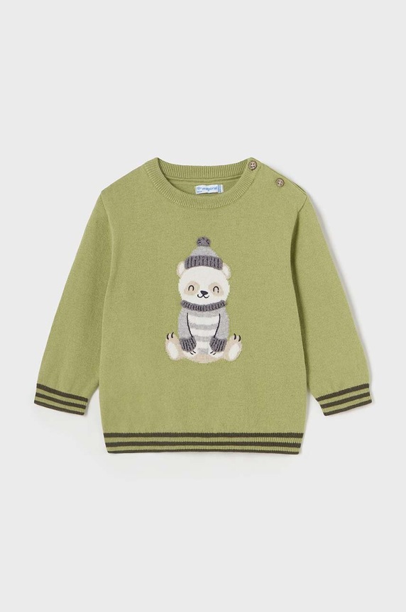 Mayoral sweter z domieszką wełny niemowlęcy z domieszką wełny zielony 2313.3C.Baby.9BYH
