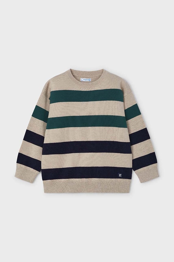Mayoral sweter z domieszką wełny dziecięcy 4338.5C.Mini.9BYH zielony AW24