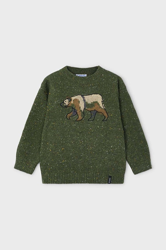 Mayoral sweter z domieszką wełny dziecięcy z domieszką wełny zielony 4343.5F.Mini.9BYH