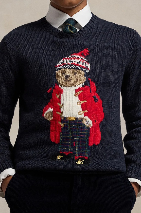 Παιδικό βαμβακερό πουλόβερ Polo Ralph Lauren σκούρο μπλε 323951416001