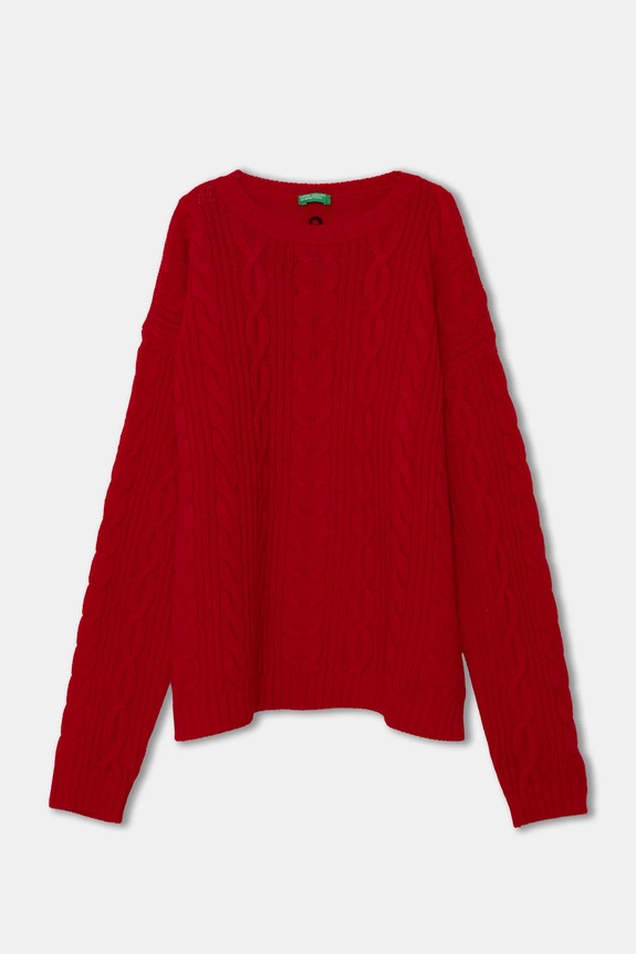 United Colors of Benetton gyerek gyapjú pulóver sima piros 1344C107G.G.Seasonal