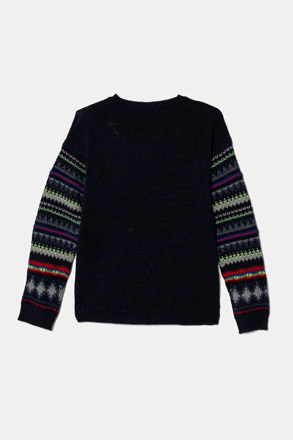 Παιδικό πουλόβερ από μείγμα μαλλιού United Colors of Benetton 1076Q107J.G.Seasonal σκούρο μπλε AW24