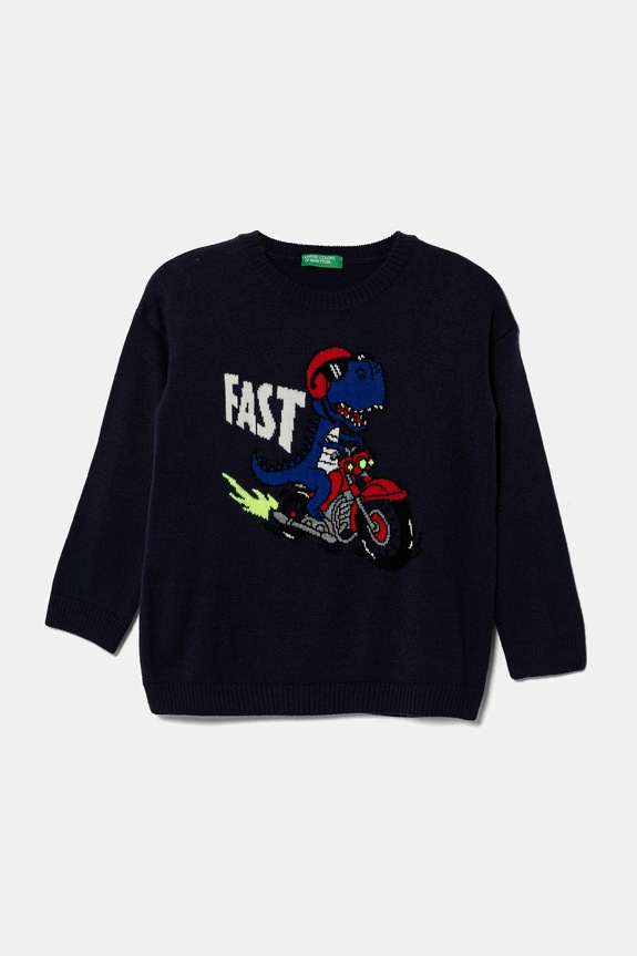 United Colors of Benetton sweter dziecięcy drobny wzór granatowy 1170H102F.P.Seasonal