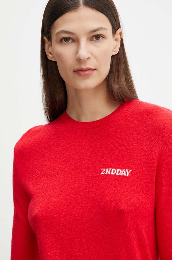 Pulover s dodatkom vune 2NDDAY 2ND Lance TT - Soft Wool Blen 2244340408 crvena