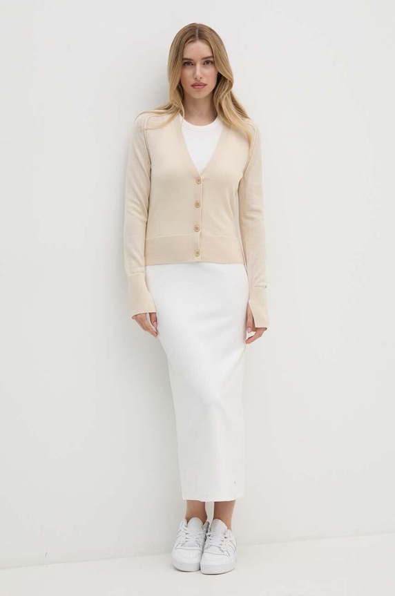 Calvin Klein gyapjú kardigán K20K207574 bézs AW24