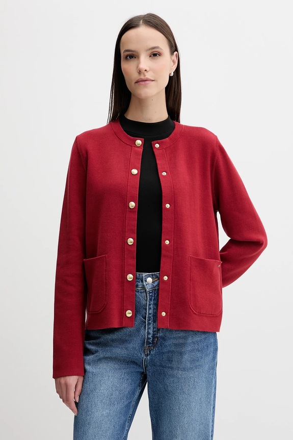 Ζακέτα διπλής όψης Tommy Hilfiger εμπριμέ κόκκινο WW0WW40846