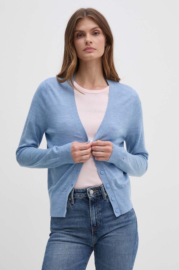 Вълнена жилетка Tommy Hilfiger вълна син WW0WW42140