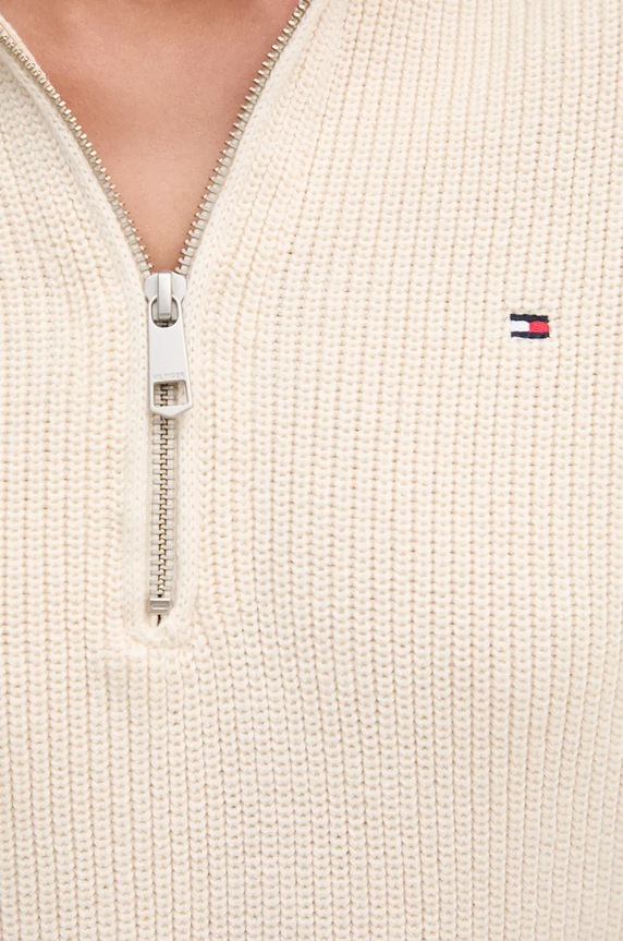Βαμβακερό πουλόβερ Tommy Hilfiger WW0WW42141 μπεζ