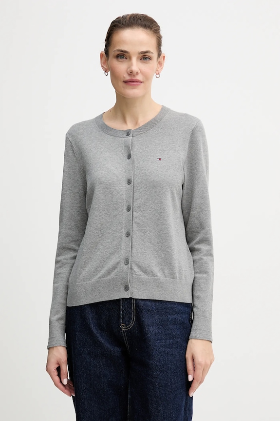 Πλεκτή ζακέτα Tommy Hilfiger γκρί WW0WW42370
