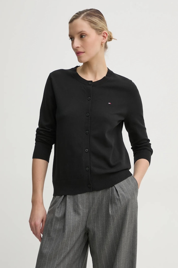 Kardigán Tommy Hilfiger melanž čierna WW0WW42370