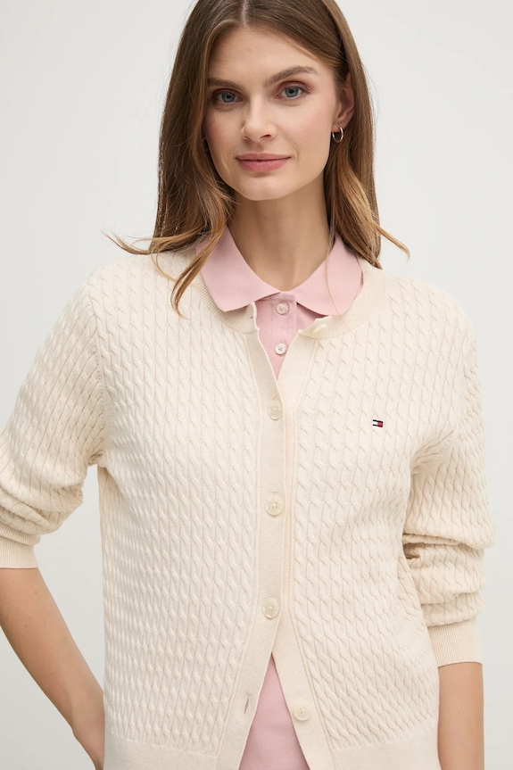 Tommy Hilfiger cardigan din bumbac bej WW0WW43329